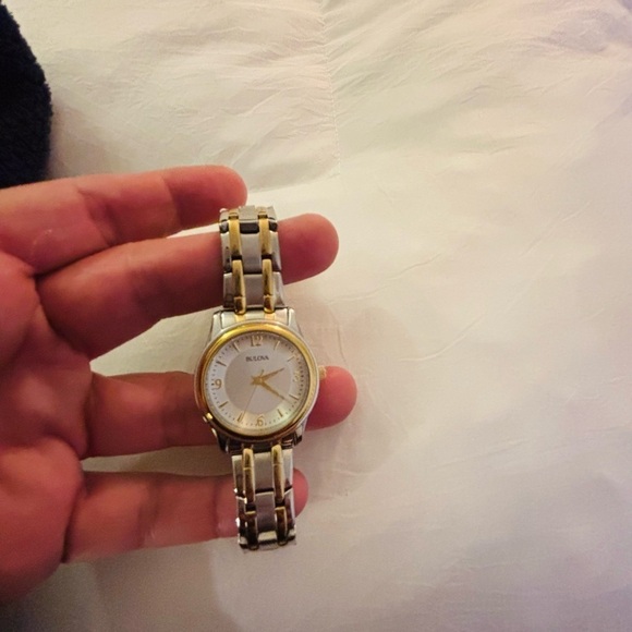 Bulova Gold and Silver Watch with White Dial main image 6